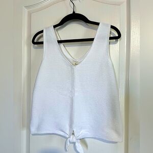 Madewell White Sleeveless Tie-Front Top size small